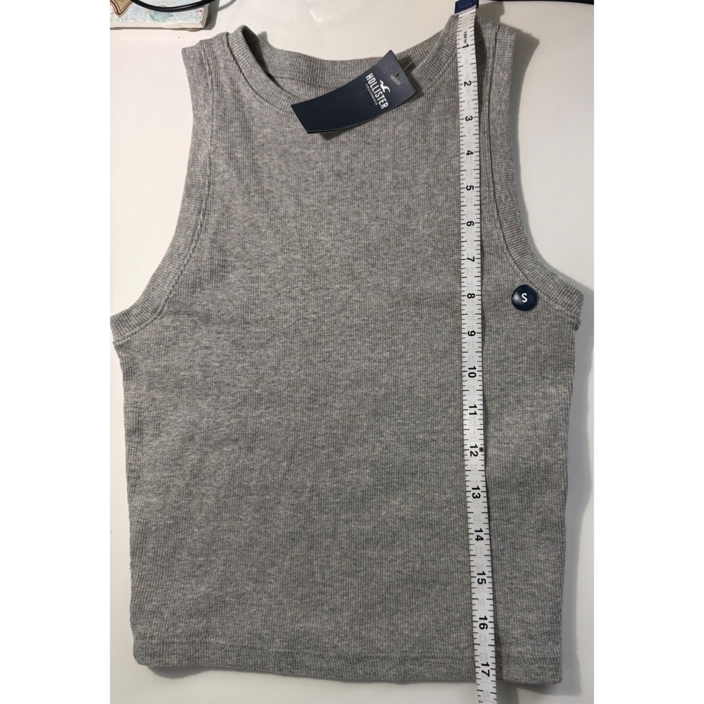 Hollister Must-Have Collection High-Neck Tank Top Heather Grey Ribbed Small NEW - Picture 5 of 7